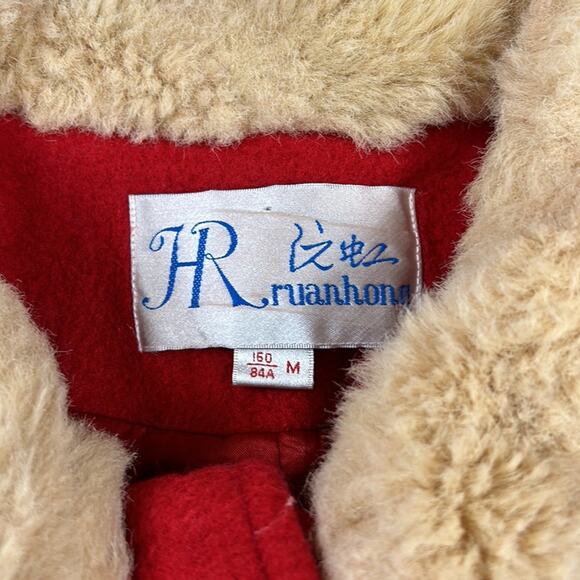 HR Ruanhong kawaii red faux fur collar coat, size 160/84a m or - Picture 7 of 11
